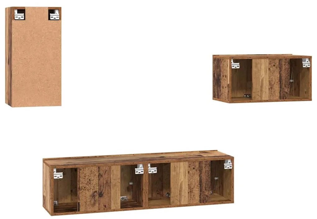 TV szekrény garnitúra 4 pcs Régi fa 30.5 x 30 x 60 cm Faanyag