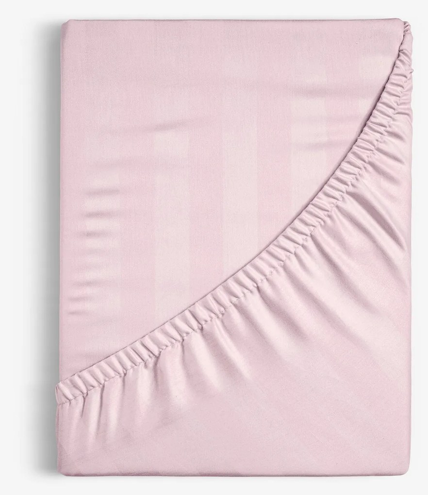 Goldea körgumis damaszt lepedő - régi rózsaszínű csíkos 180 x 200 cm
