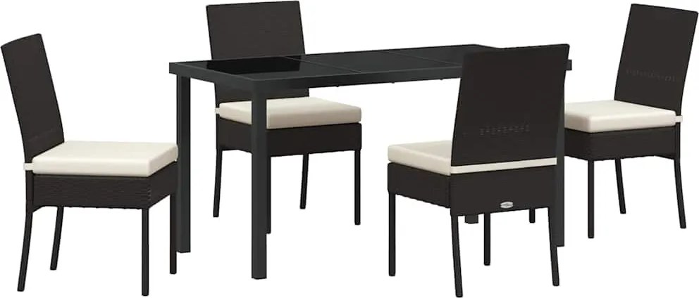 vidaXL Kert étkező szett 5 pcs Krém Porszórt acél