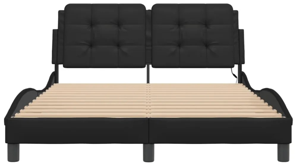 fekete ágykeret LED-ekkel matrac nélkül Zadar 140 x 190 cm
