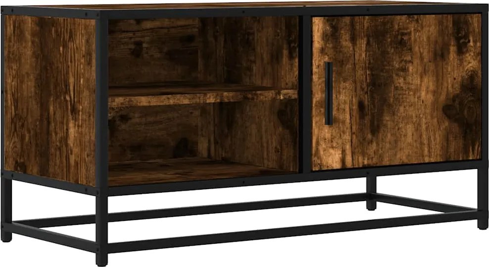 vidaXL füstös tölgy színű szerelt fa és fém TV-szekrény 80x34,5x40 cm