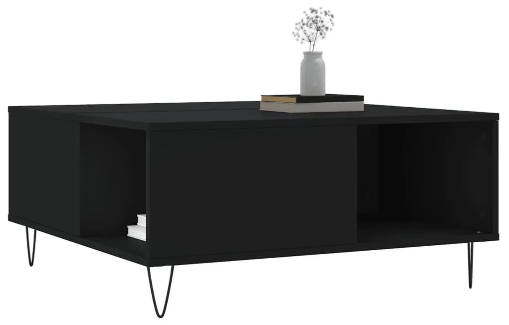 Fekete szerelt fa dohányzóasztal 80x80x36,5 cm