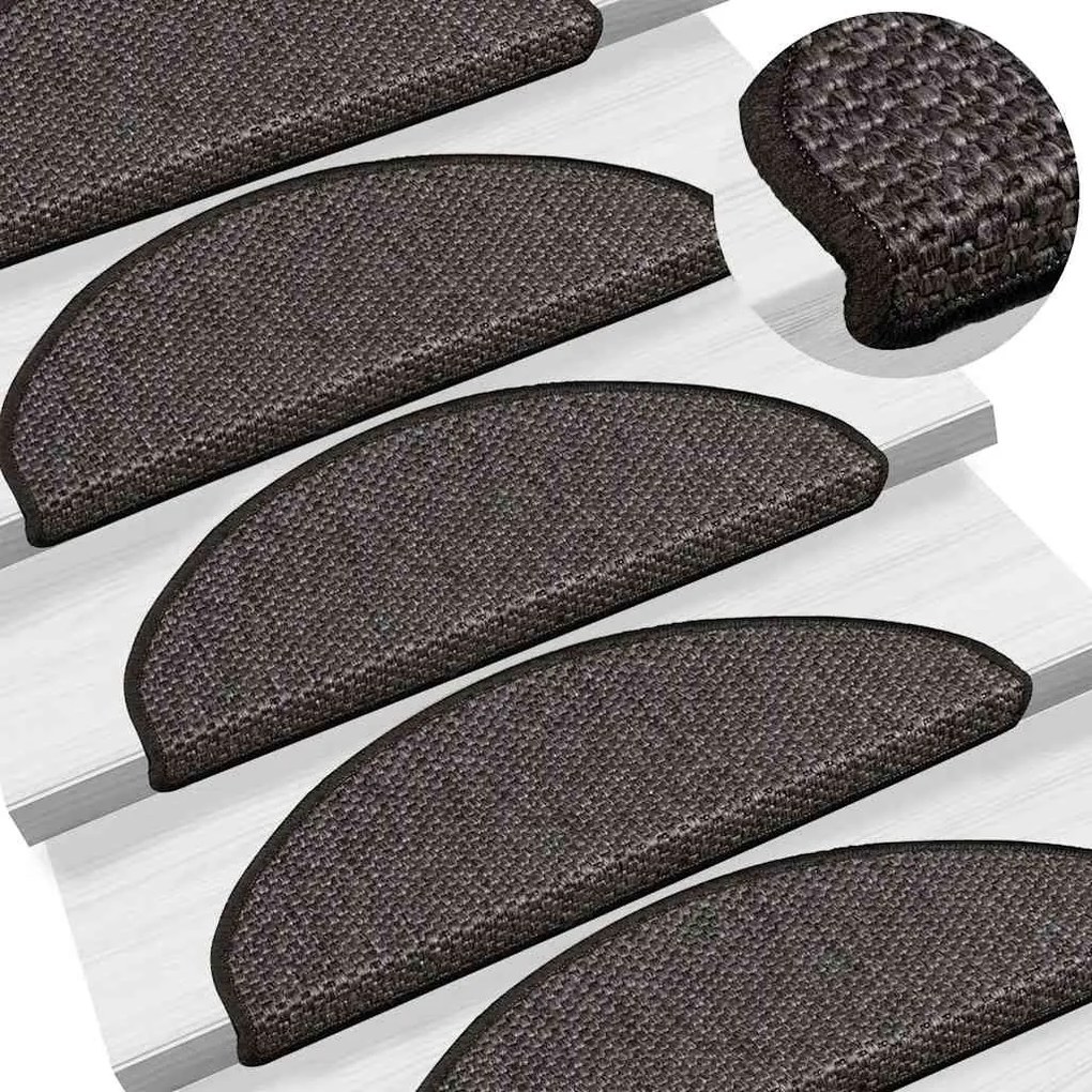 15 db szizál hatású antracitszürke lépcsőszőnyeg 65x21x4 cm