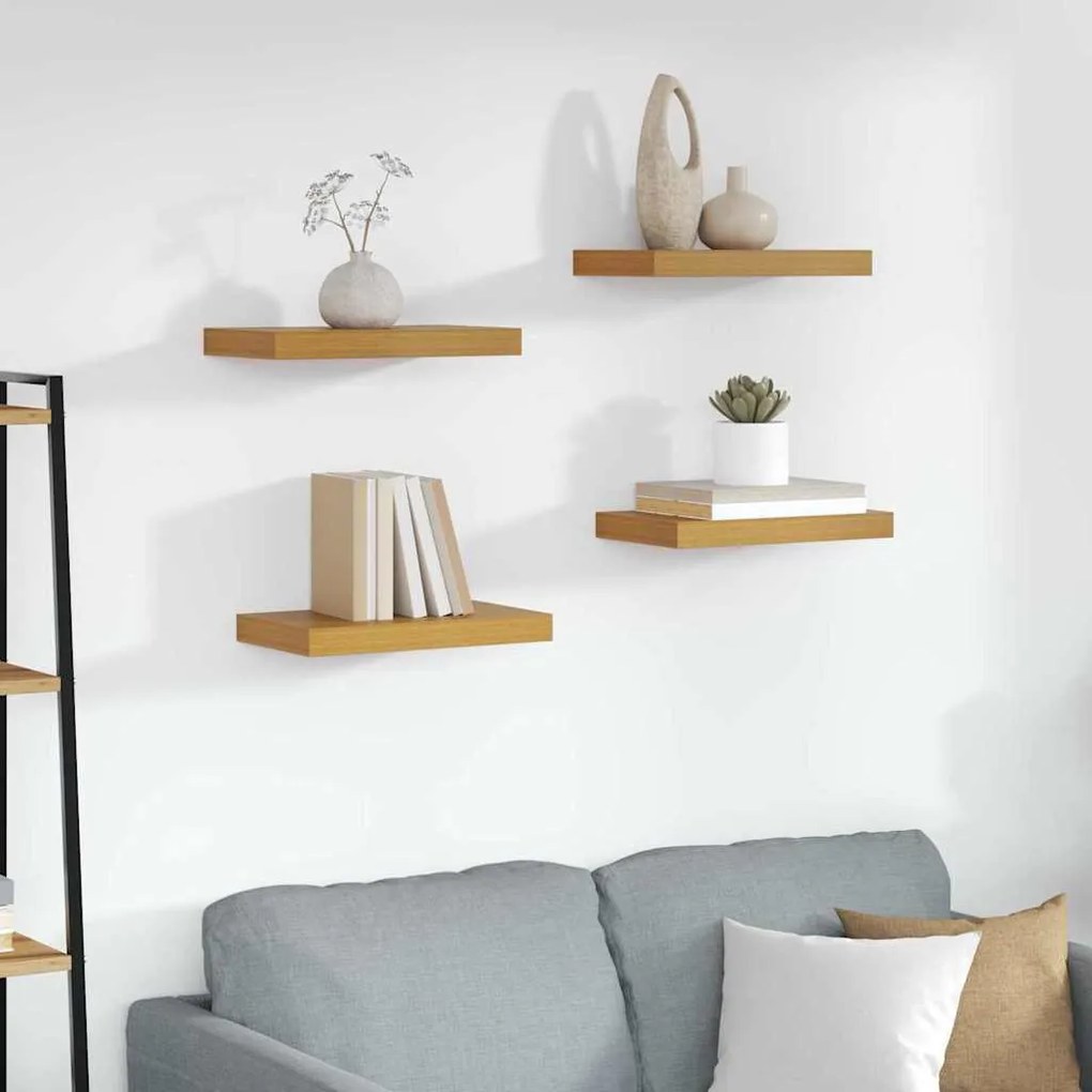 vidaXL Falpolc Falra szerelhető 4 pcs Bézs 40 x 23,5 x 4 cm Faanyag