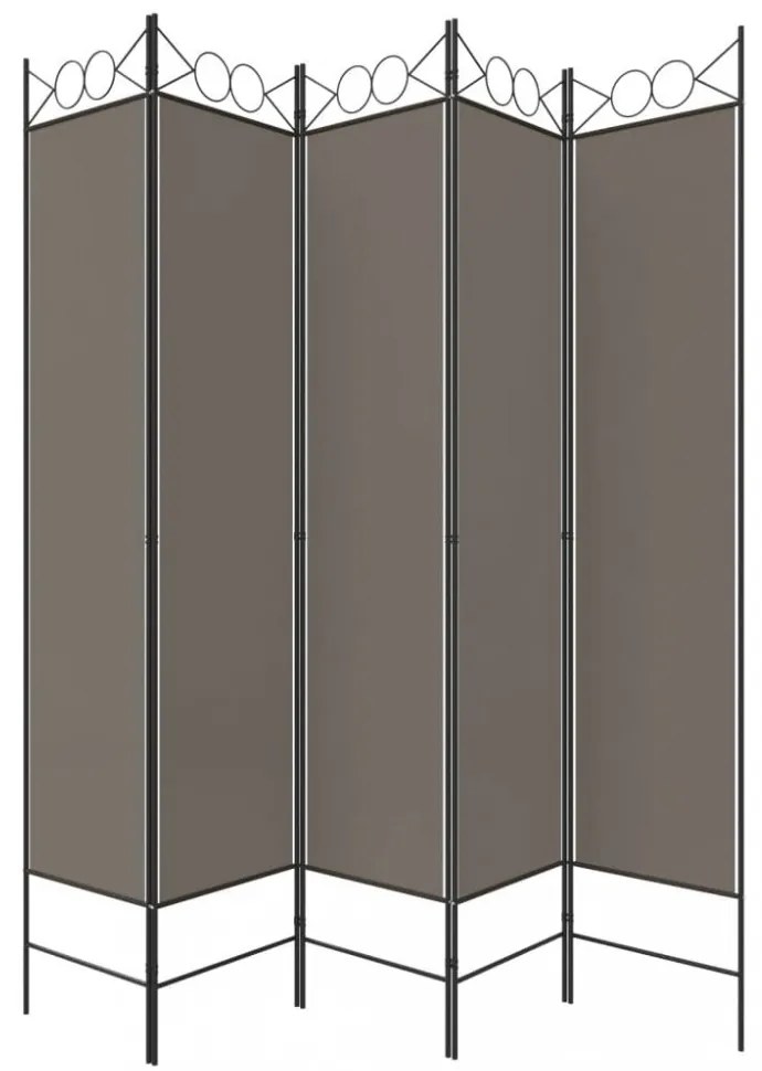 5 paneles antracitszürke szövet térelválasztó 200x200 cm
