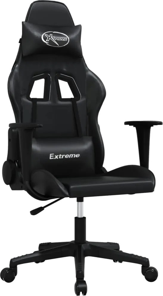 vidaXL fekete műbőr masszázs gamer-szék