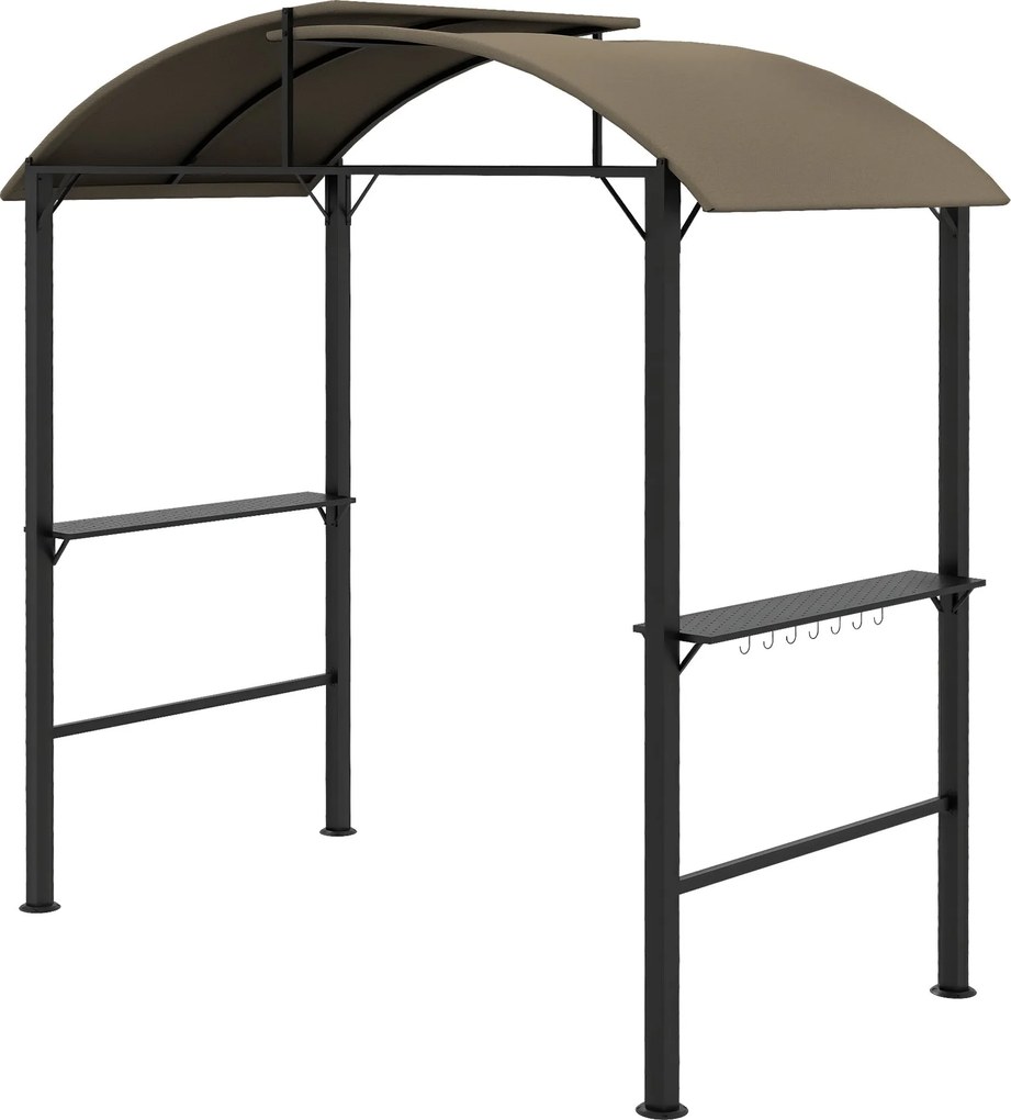Outsunny 1.1 x 2.3m BBQ Grill Pavilon Horgokkal, Vízálló Kertipavilon Poliészter Tetővel, 2 Oldalsó Polccal, 100 cm-ig Terjedő Grillekhez | Aosom