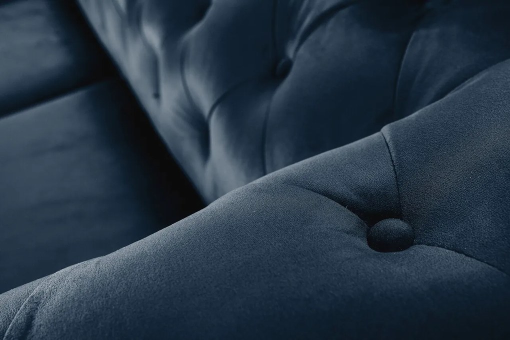 Oxford Chesterfield Kihúzhatós kanapé, 88x216x75 cm, 3 személyes, sötétkék