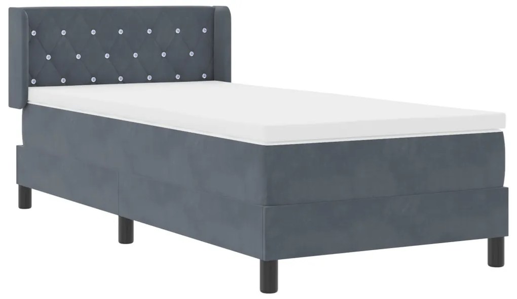 Boxspring Ágy Matracokkal Sötétszürke 90x200 cm Bársony