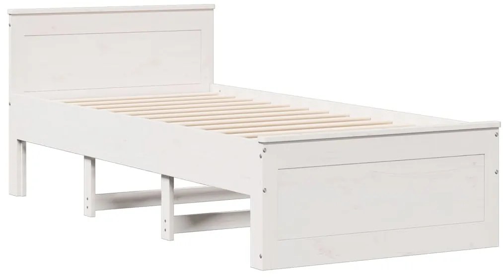fehér tömör fenyőfa könyvespolcos ágy matrac nélkül 90 x 200 cm