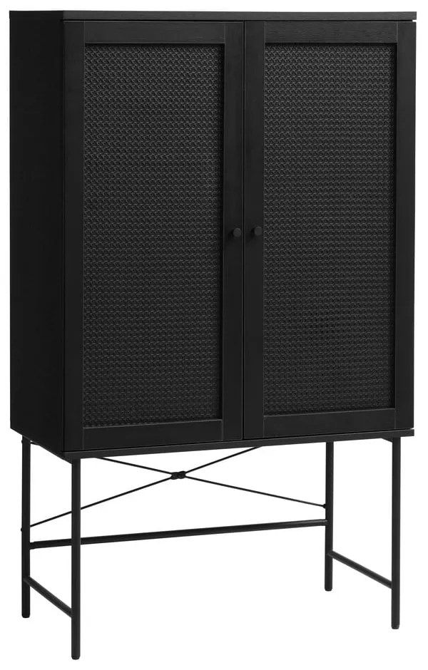 Fekete szekrény tölgyfa dekorral 80x135 cm Pensacola – Unique Furniture