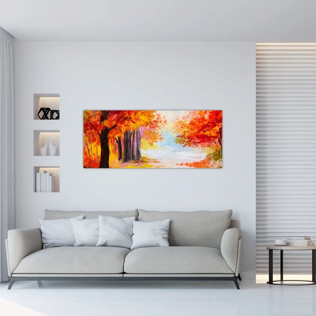 Kép - olajfestmény, színes ősz (120x50 cm)