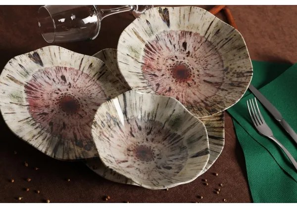 24 darabos színes porcelán étkészlet