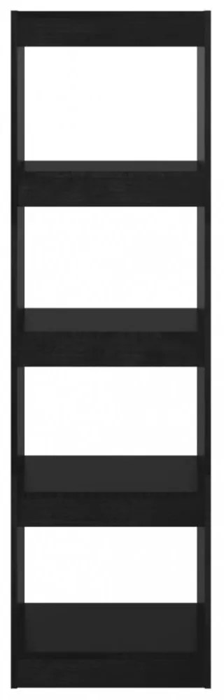 fekete fenyőfa könyvszekrény térelválasztó 40 x 30 x 135,5 cm