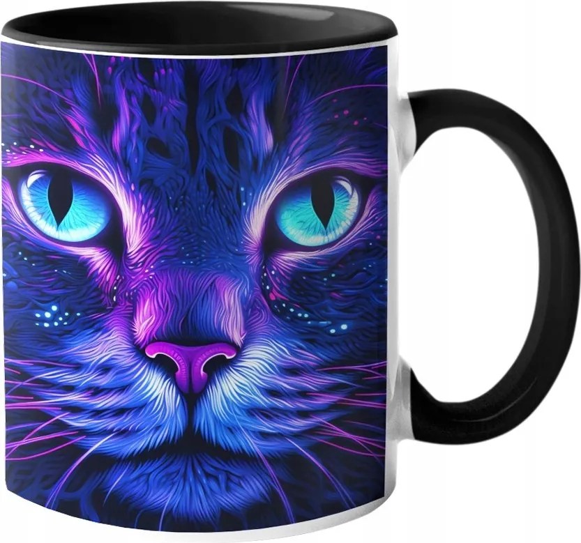 Eredeti Neon Bögre Macska Csodálatos Színek "3D hatás" Kerámia 330ml