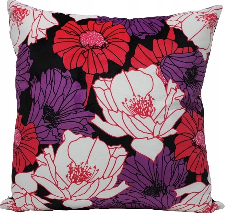 Velúr Párnahuzat 40x40 velúr virágos lila-rózsaszín