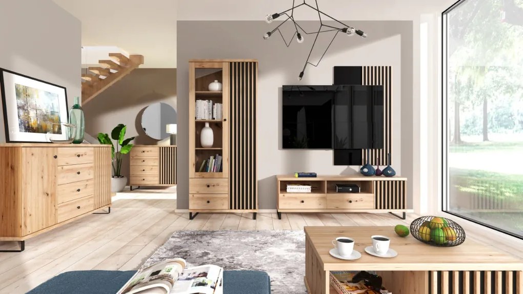 PÓŁKA MODERNO C-9 CZARNY/DĄB ARTISAN