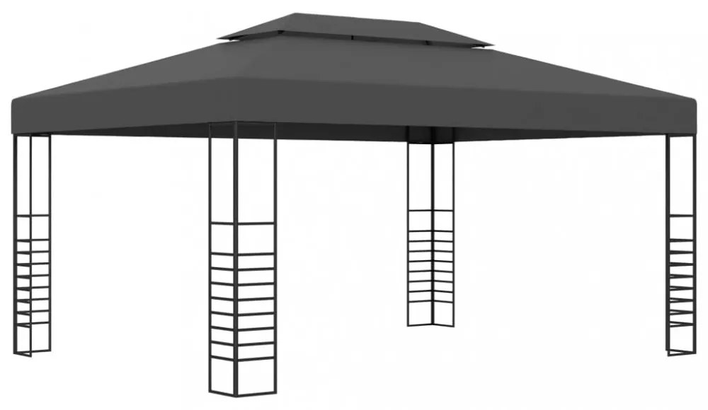 antracitszürke pavilon LED fényfüzérrel 3 x 4 m