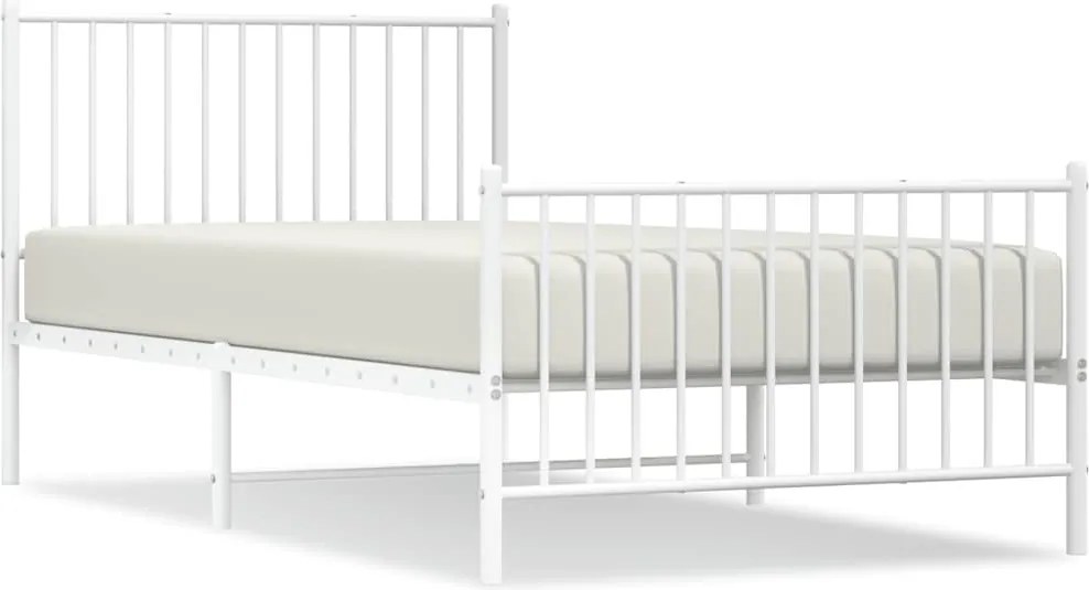 vidaXL fehér fém ágykeret fej- és lábtámlával 100x200 cm