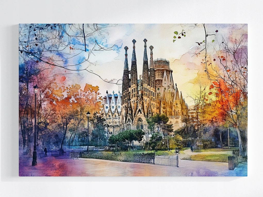Canvas Város Barcelona Székesegyház Sagrada Familia 60x40