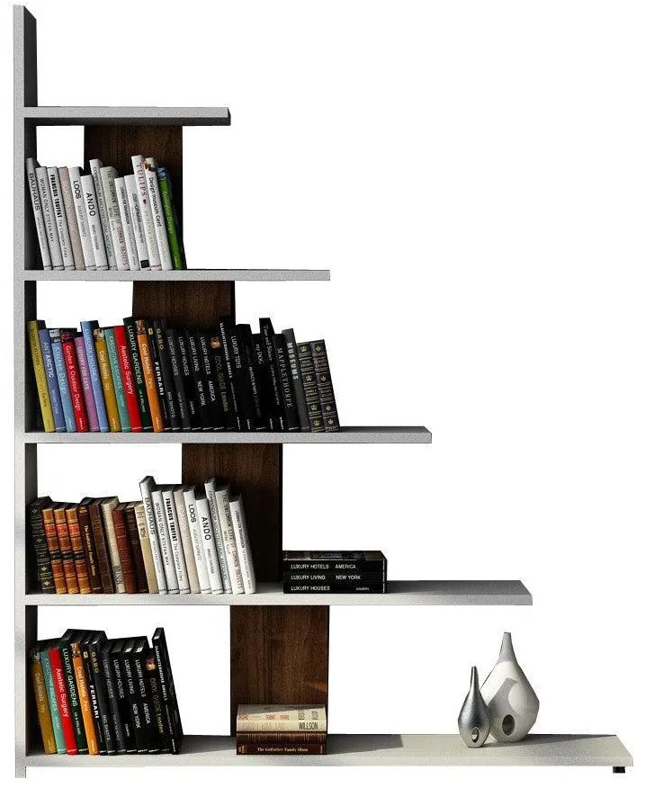 könyvespolc Reward - White, Walnut