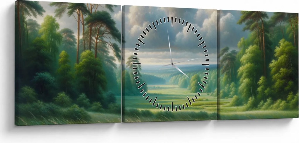 Kép - Zöld táj (órával) (90x30 cm)