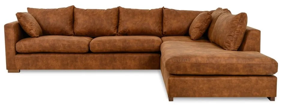 Konyakbarna bőrutánzat sarokkanapé (jobb oldali) Hamburg – Scandic
