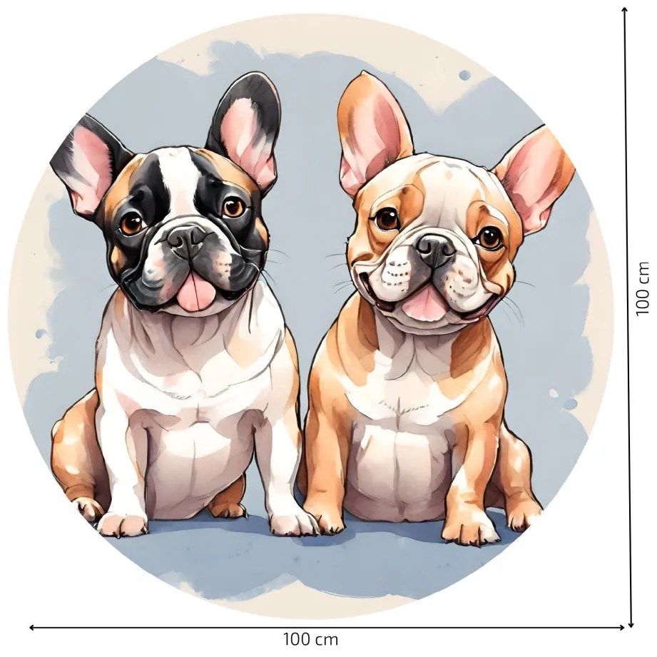 PIPPER. Kör alakú falmatrica "Francia bulldogok" Méret: 60cm