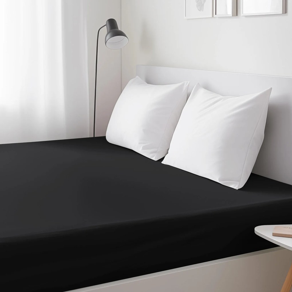 Goldea körgumis pamut lepedő - fekete 80 x 200 cm