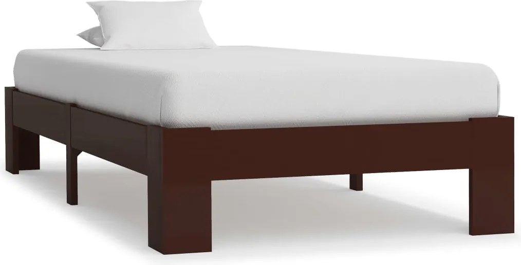vidaXL sötétbarna tömör fenyőfa ágykeret 100 x 200 cm