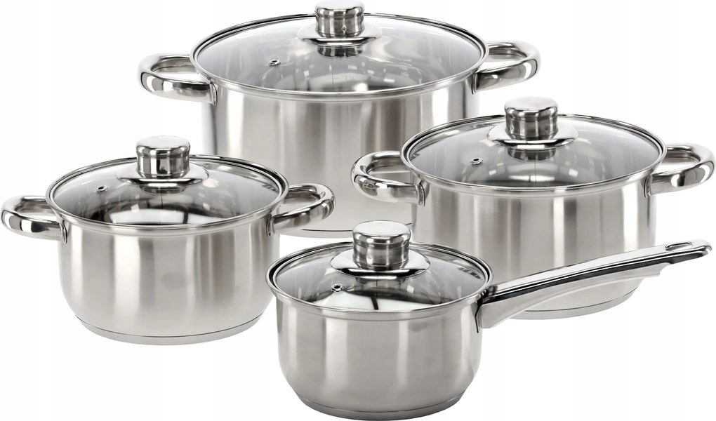 Edénykészlet serpenyővel és fedővel 8 db-os Rozsdamentes Acél Gáz Indukciós