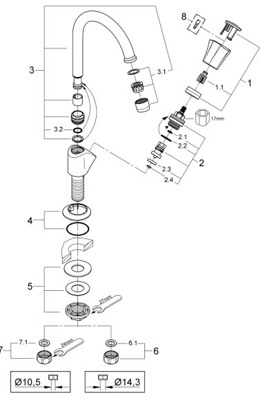 GROHE 20393001 - COSTA L álló csaptelep DN 15, fényes króm