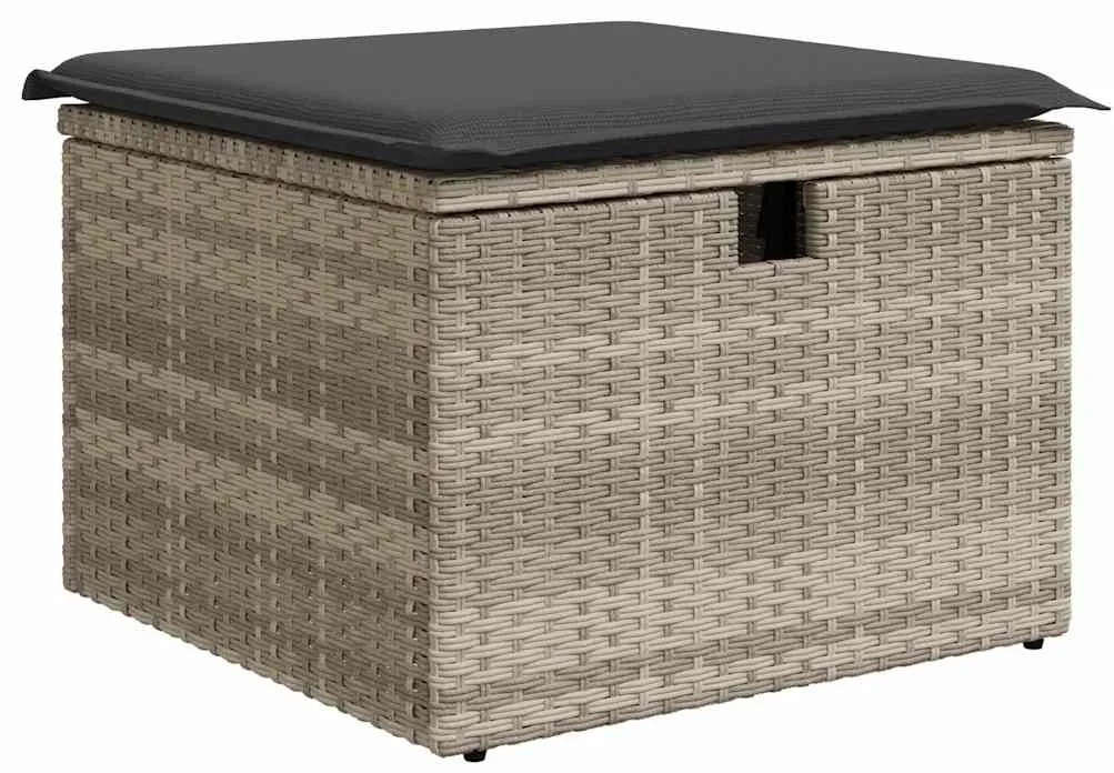 Kerti Kanapé Szett 8 pcs Világosszürke polirattan