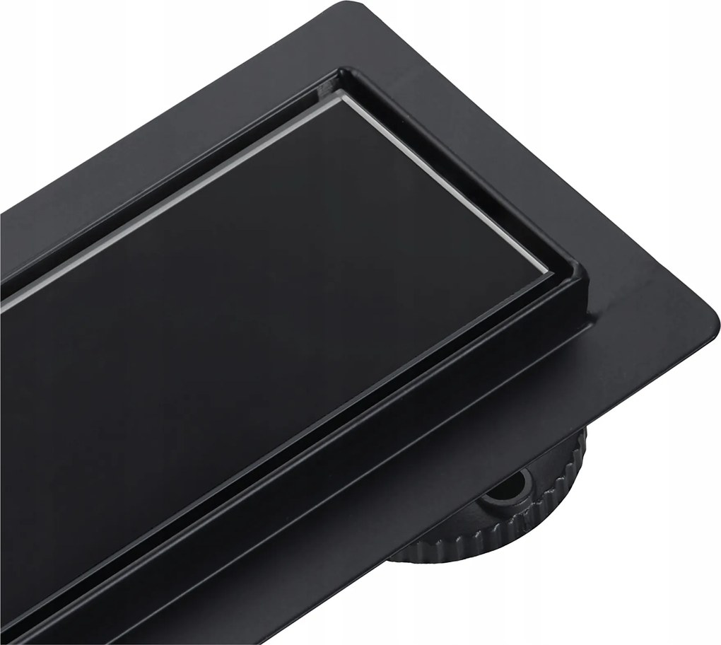 Aquauno 60 Cm-es Lineáris Lefolyó Fekete Dekoratív Üvegpanellel