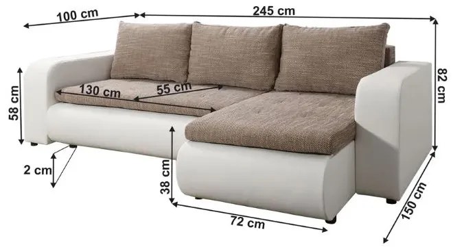 Széthúzható ülőgarnitúra  Bistran (fehér + barna) (J) . 1063799