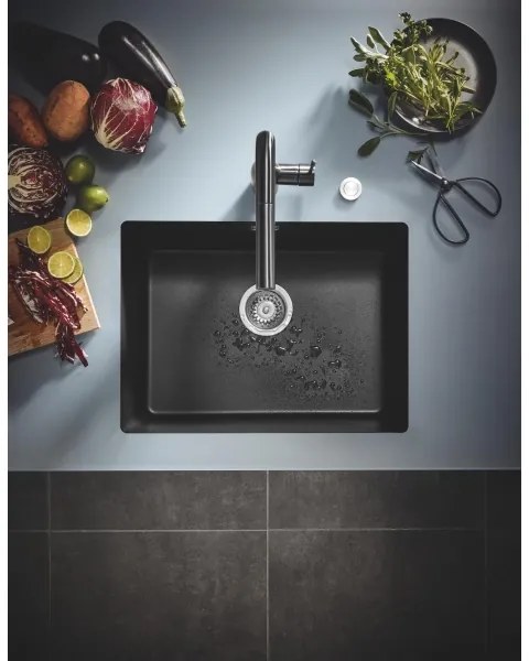 GROHE 31655AP0 - K700U mosogató 610 × 460 mm fekete kő/fekete
