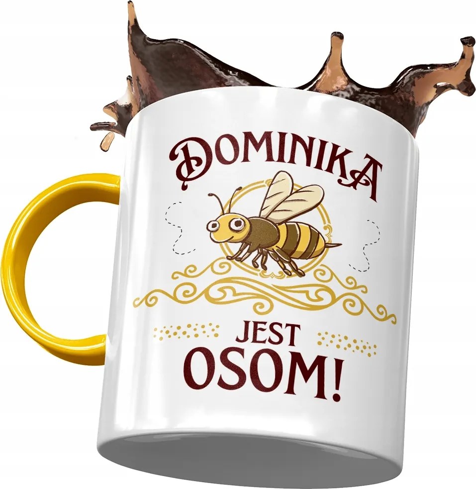 Sárga Bögre Dominikának Feleség Barátnőnek Ajándék Nyomtatott Fotóval