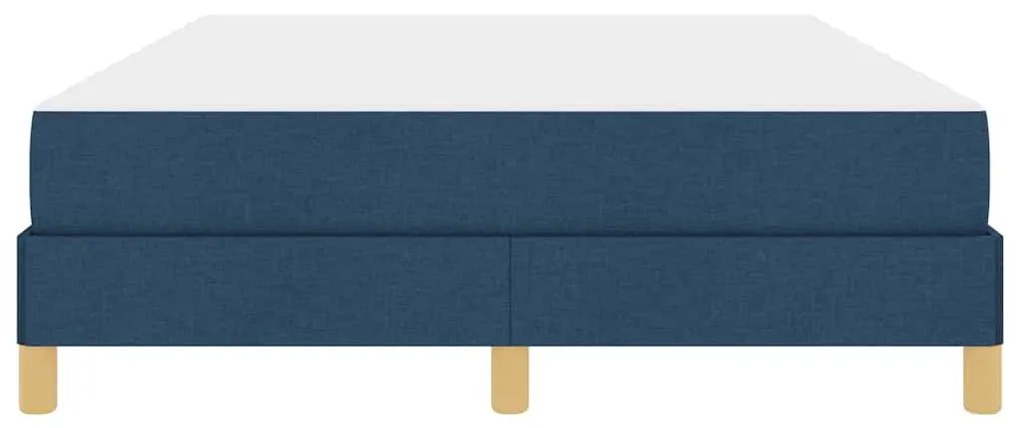 Boxrugós ágy Kék és Barna 140 x 190 cm Textil és mérnöki fa
