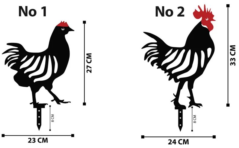 Chicken Family 4 darabos Kerti dekoráció Fekete N