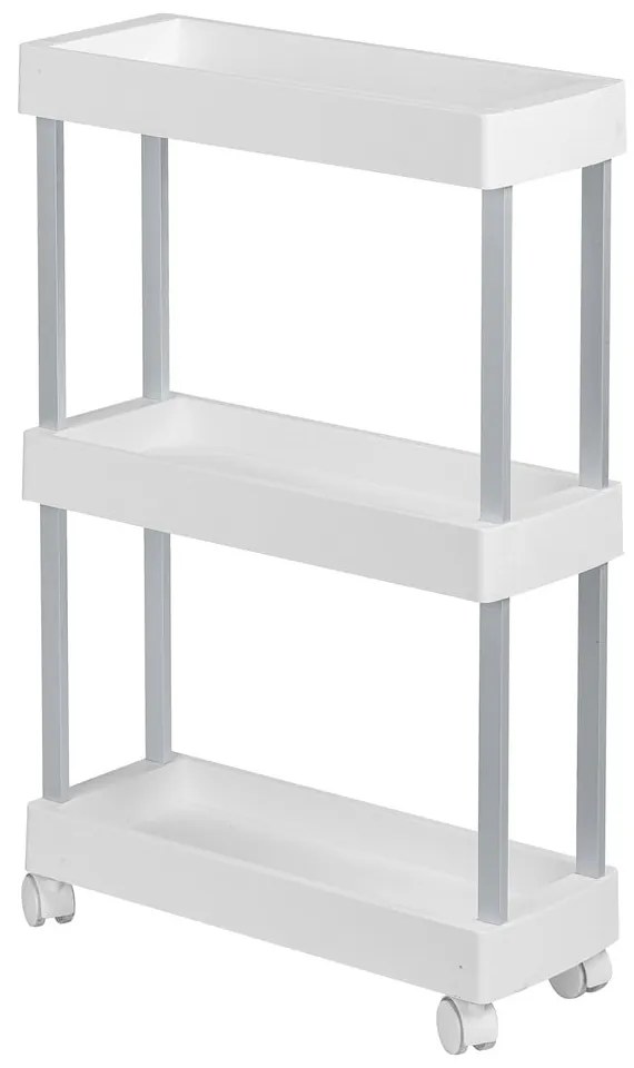 Fehér műanyag gurulós polcos állvány 45x80 cm Mino – Wenko