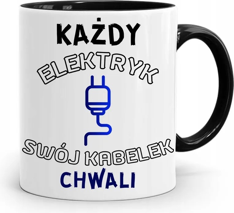 Bögre Fekete Villanyszerelő Minden Kábel Dicséret Nyomtatott Fényképpel