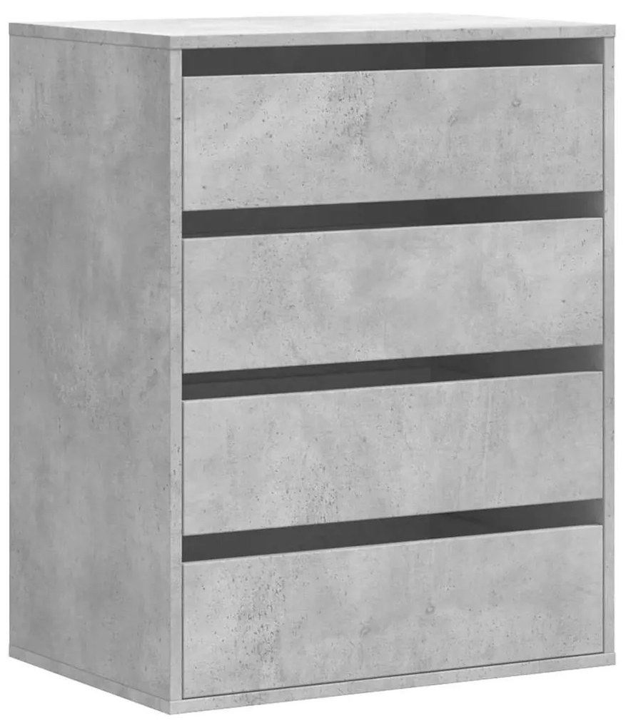 betonszürke szerelt fa fiókos sarokszekrény 60 x 41 x 76 cm