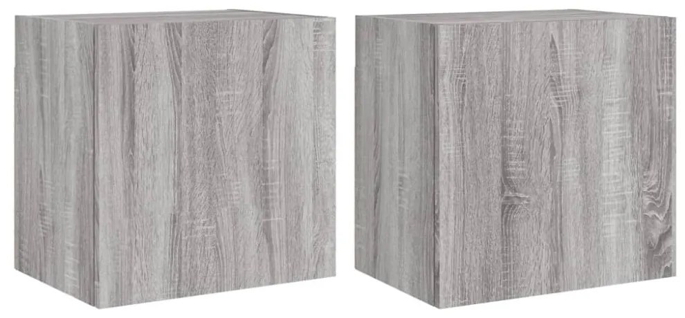 2 db szürke sonoma szerelt fa fali TV-szekrény 40,5x30x40 cm