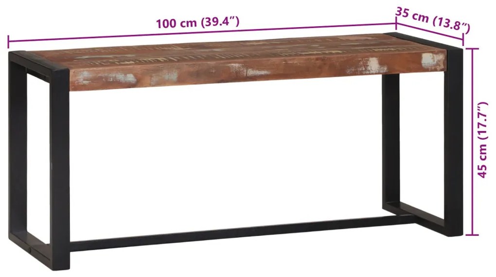 Többszínű Pad 100x35x45 cm Tömör Újrahasznosított Fa