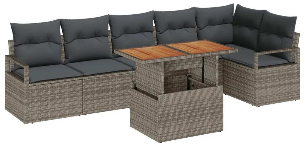 Kert étkező szett 7 pcs Szürke és Barna 100 x 55 x 73 cm