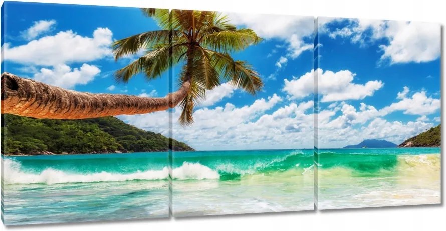 Vászonkép 210x100 Paradicsomi tengerpart pálmafákkal