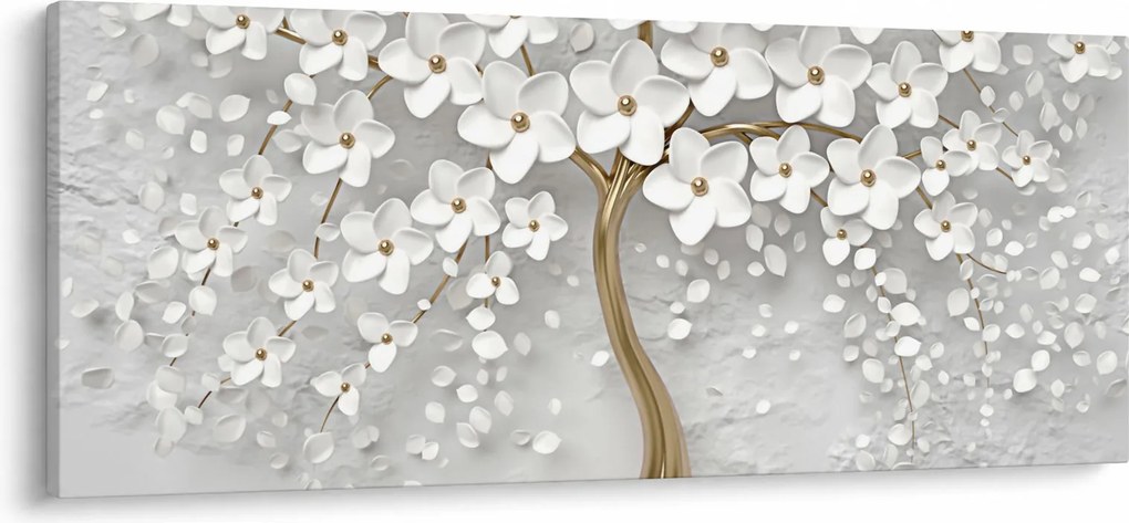 Fehér fa virágokkal képe (120x50 cm)