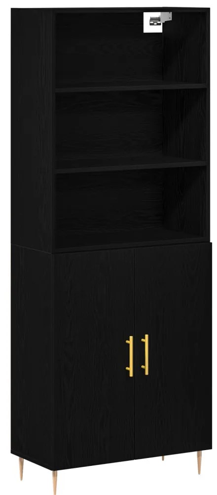 Magas Szekrény Fekete Tölgy 69.5x34x180 cm Laminált Fa