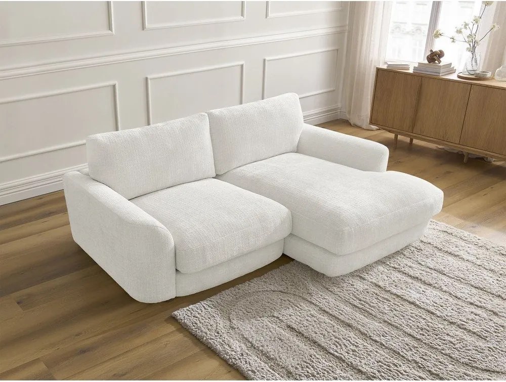 Fehér zsenília sarokkanapé (jobb oldali-heverő résszel) Leonore – Bobochic Paris