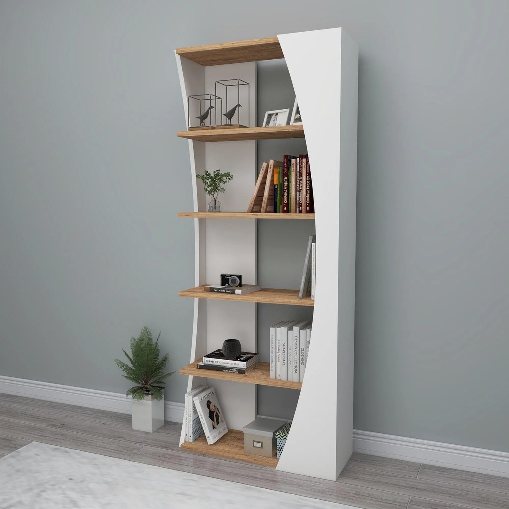 könyvespolc Selge - Atlantic Pine, White